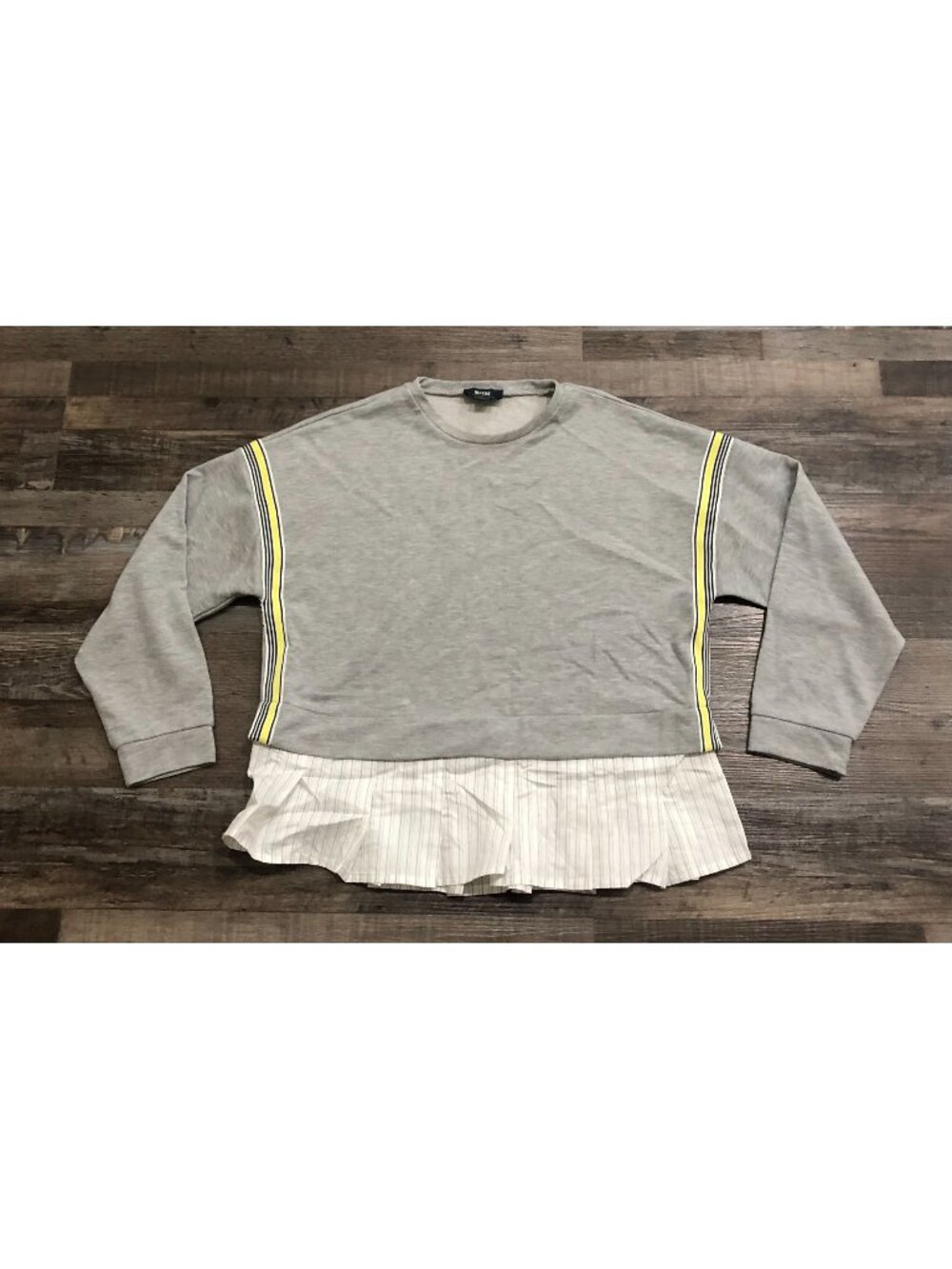 Maeve by Anthropologie Stripe Tape Twofer Blouse XS Gray & White